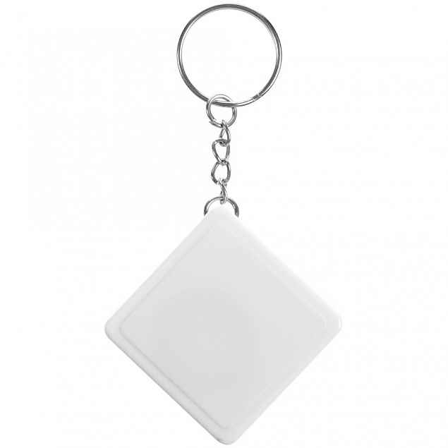 Брелок с рулеткой Square ver.2, белый с логотипом в Белгороде заказать по выгодной цене в кибермаркете AvroraStore