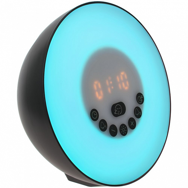 Лампа-колонка dreamTime для пробуждения светом и музыкой, черная с логотипом в Белгороде заказать по выгодной цене в кибермаркете AvroraStore