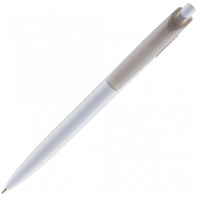 Ручка шариковая Bento, белая с серым с логотипом в Белгороде заказать по выгодной цене в кибермаркете AvroraStore