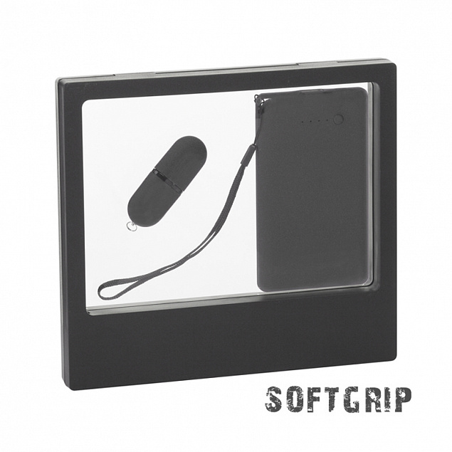 Подарочный набор "Камень" с покрытием soft grip на 3 предмета, черный с логотипом в Белгороде заказать по выгодной цене в кибермаркете AvroraStore