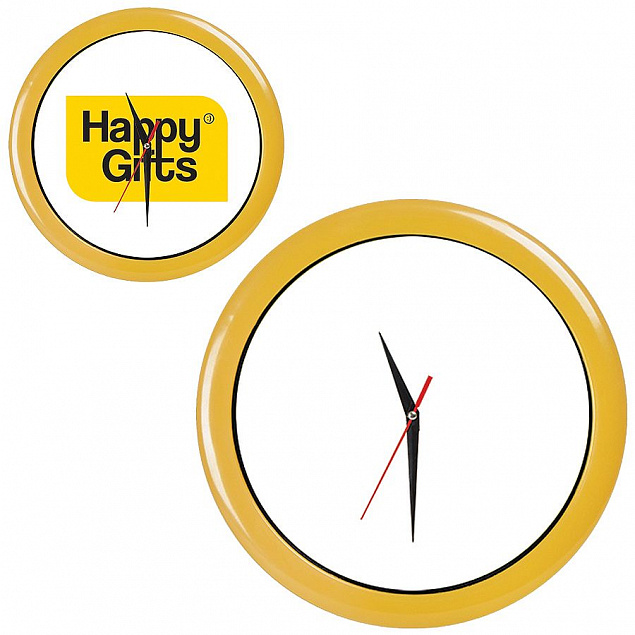 Часы настенные "ПРОМО" разборные; желтый,  D28,5 см; пластик с логотипом в Белгороде заказать по выгодной цене в кибермаркете AvroraStore