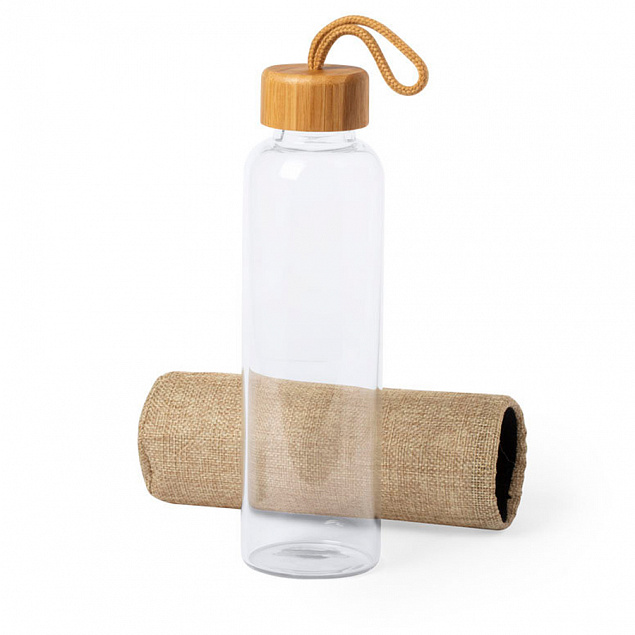 Бутылка для воды KASFOL, стекло, бамбук, 500 мл с логотипом в Белгороде заказать по выгодной цене в кибермаркете AvroraStore