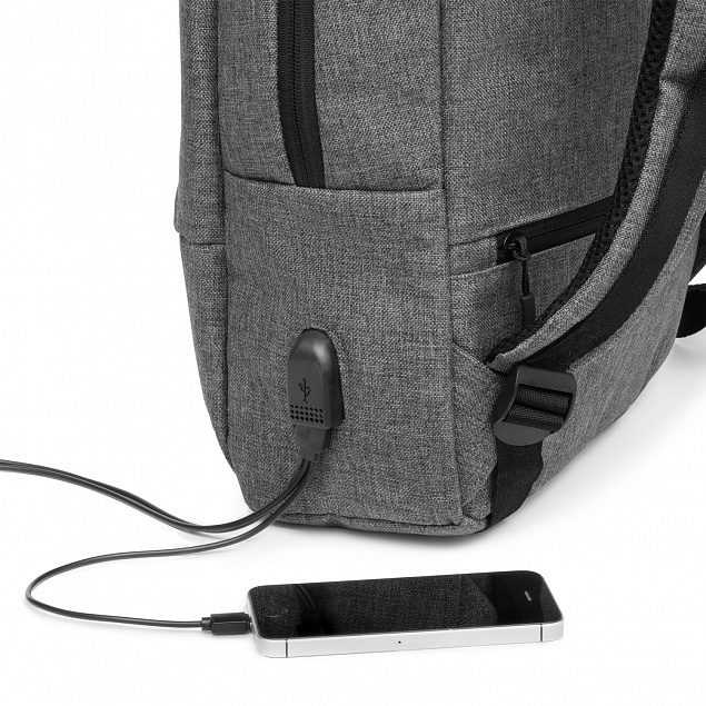 Рюкзак Migliores с USB разъемом, серый/бирюза с логотипом в Белгороде заказать по выгодной цене в кибермаркете AvroraStore