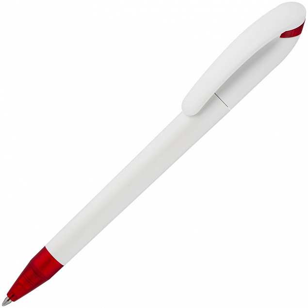 Ручка шариковая Beo Sport, белая с красным с логотипом в Белгороде заказать по выгодной цене в кибермаркете AvroraStore