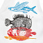 Фартук «Морские обитатели», белый с логотипом в Белгороде заказать по выгодной цене в кибермаркете AvroraStore