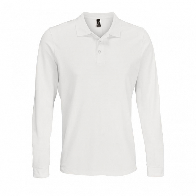 Рубашка поло с длинным рукавом Prime LSL, белая с логотипом в Белгороде заказать по выгодной цене в кибермаркете AvroraStore