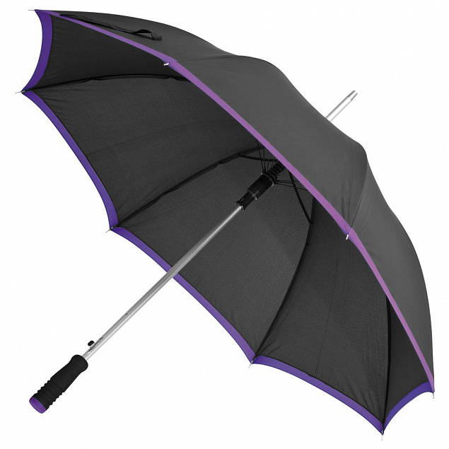 Зонт-трость Highlight, черный с фиолетовым с логотипом в Белгороде заказать по выгодной цене в кибермаркете AvroraStore