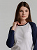 Футболка женская с длинным рукавом Milky LSL, белая с темно-синим с логотипом в Белгороде заказать по выгодной цене в кибермаркете AvroraStore