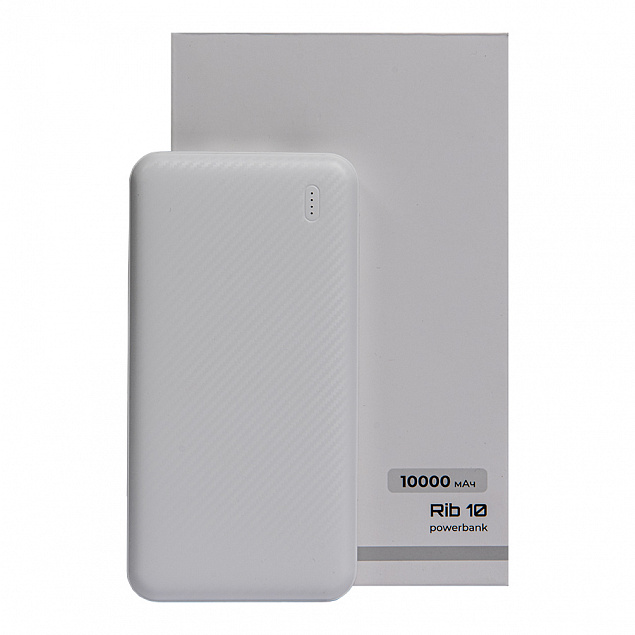 Универсальный аккумулятор OMG Rib 10 (10000 мАч), белый, 13,5х6.8х1,5 см с логотипом в Белгороде заказать по выгодной цене в кибермаркете AvroraStore