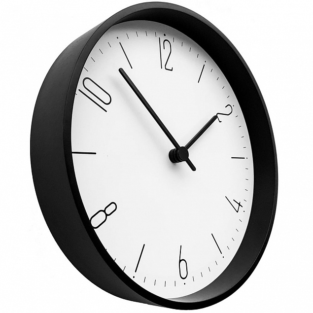 Часы настенные Lander, белые с черным с логотипом в Белгороде заказать по выгодной цене в кибермаркете AvroraStore