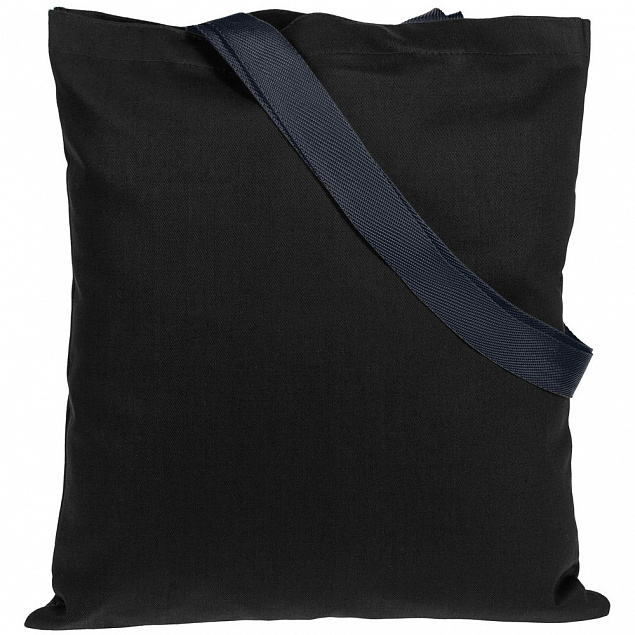 Холщовая сумка BrighTone, черная с темно-синими ручками с логотипом в Белгороде заказать по выгодной цене в кибермаркете AvroraStore