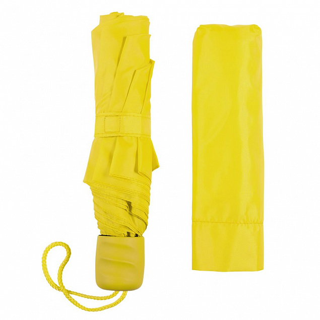 Зонт складной Basic, желтый с логотипом в Белгороде заказать по выгодной цене в кибермаркете AvroraStore
