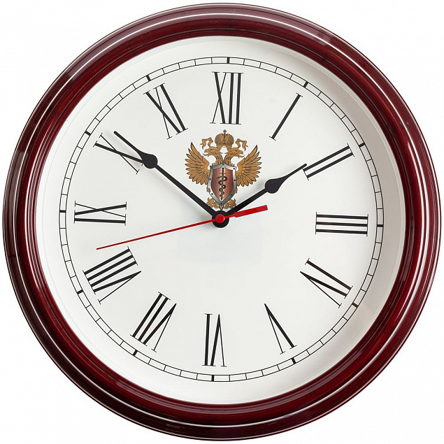 Часы настенные Flat Circle, бордовые с логотипом в Белгороде заказать по выгодной цене в кибермаркете AvroraStore