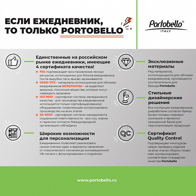 Ежедневник Portobello Trend, Rain, недатированный, серый с логотипом в Белгороде заказать по выгодной цене в кибермаркете AvroraStore