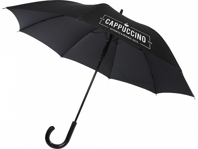 Fontana 23-дюймовый зонт карбонового цвета с механизмом автоматического открытия и изогнутой ручкой, черный с логотипом в Белгороде заказать по выгодной цене в кибермаркете AvroraStore