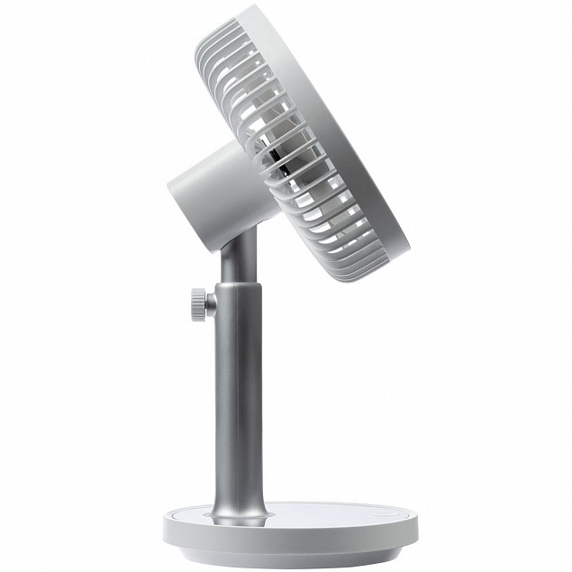 Настольный беспроводной вентилятор с подсветкой inBreeze, белый c серым с логотипом в Белгороде заказать по выгодной цене в кибермаркете AvroraStore