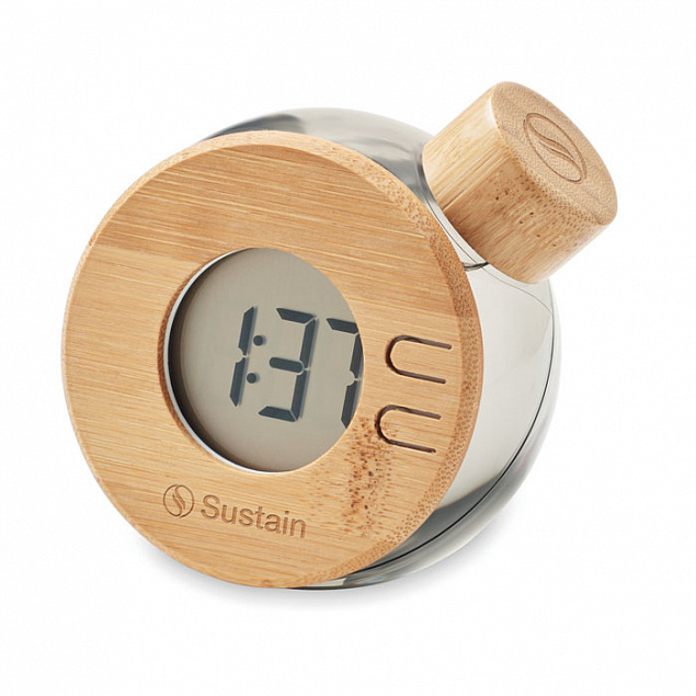 Бамбуковые ЖК-часы с водяным пи с логотипом в Белгороде заказать по выгодной цене в кибермаркете AvroraStore