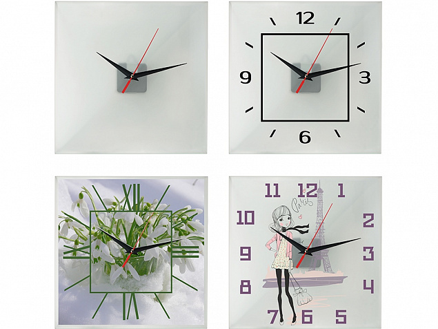 Часы настенные квадратные из стекла 28х28 см Nile с логотипом в Белгороде заказать по выгодной цене в кибермаркете AvroraStore