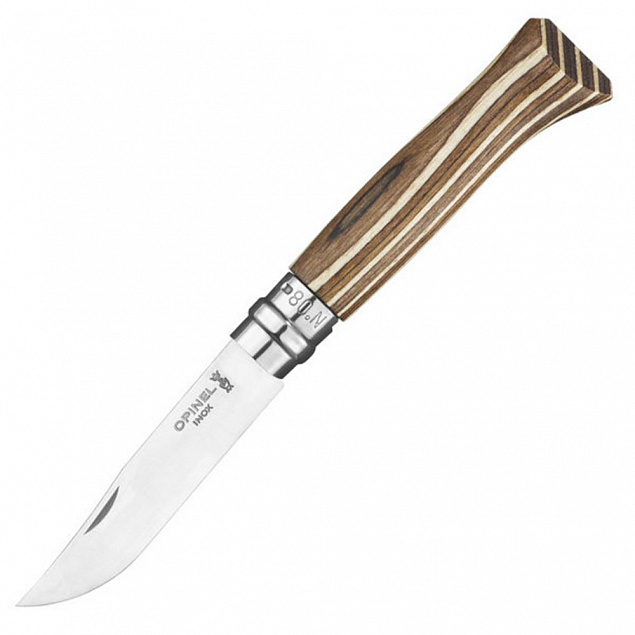 Нож Opinel № 08, береза, коричневый с логотипом в Белгороде заказать по выгодной цене в кибермаркете AvroraStore