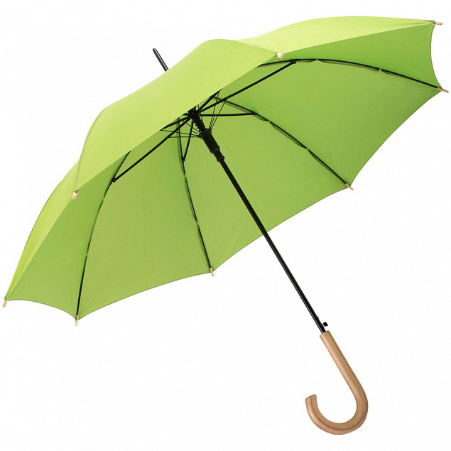 Зонт-трость OkoBrella, зеленое яблоко с логотипом в Белгороде заказать по выгодной цене в кибермаркете AvroraStore