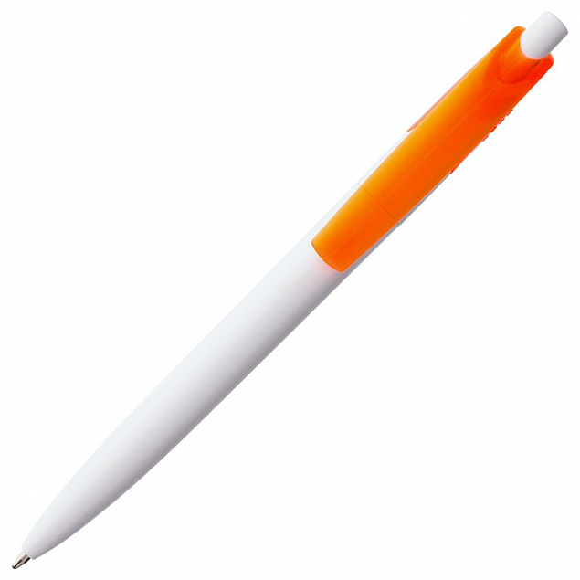 Ручка шариковая Bento, белая с оранжевым с логотипом в Белгороде заказать по выгодной цене в кибермаркете AvroraStore