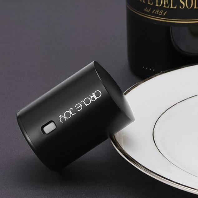 Вакуумная пробка для вина Wine Sealer, черная с логотипом в Белгороде заказать по выгодной цене в кибермаркете AvroraStore