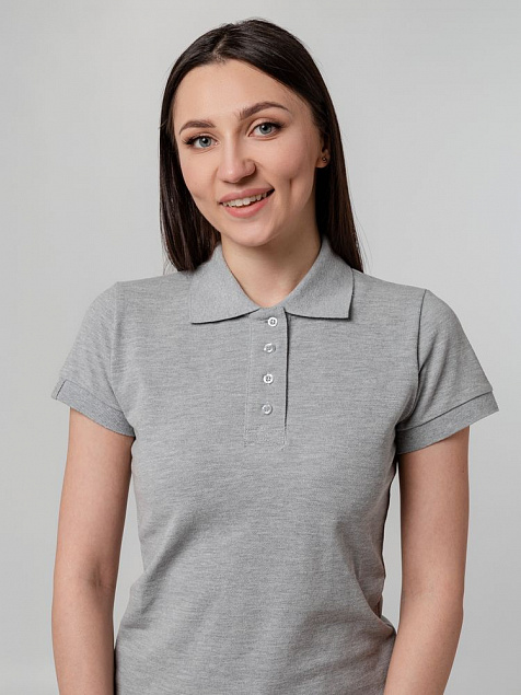 Рубашка поло женская Virma Premium Lady, серый меланж с логотипом в Белгороде заказать по выгодной цене в кибермаркете AvroraStore