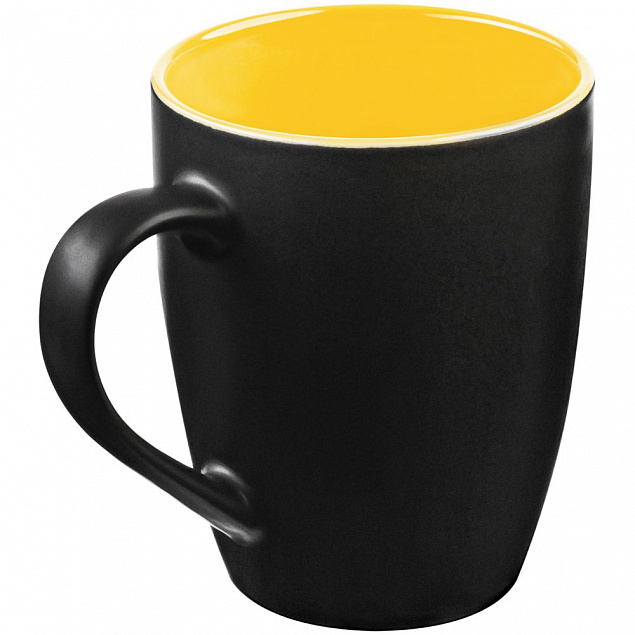 Кружка Bright Tulip, матовая, черная с желтым с логотипом в Белгороде заказать по выгодной цене в кибермаркете AvroraStore