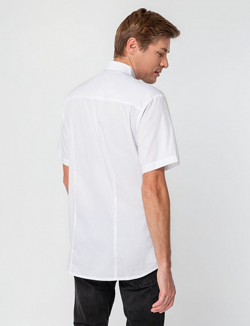 Рубашка мужская с коротким рукавом Collar, белая с логотипом в Белгороде заказать по выгодной цене в кибермаркете AvroraStore