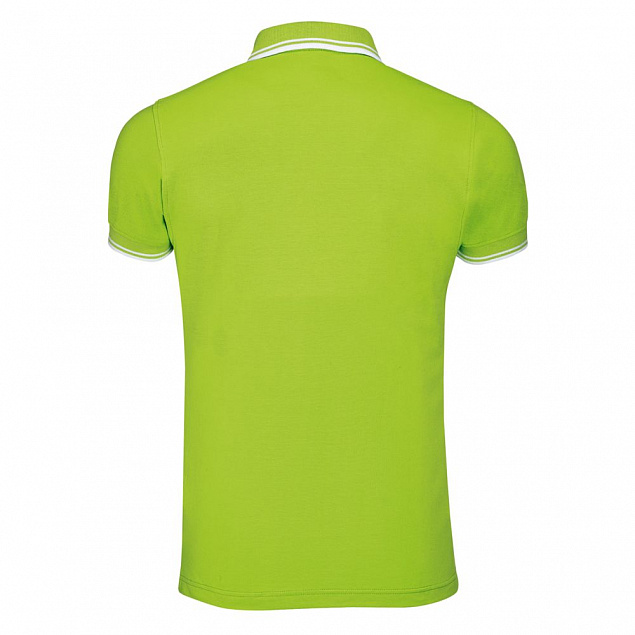 Рубашка поло мужская PASADENA MEN 200 с контрастной отделкой, зеленый лайм с белым с логотипом в Белгороде заказать по выгодной цене в кибермаркете AvroraStore