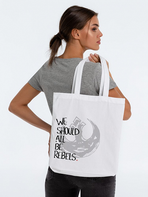 Холщовая сумка Rebels, белая с логотипом в Белгороде заказать по выгодной цене в кибермаркете AvroraStore