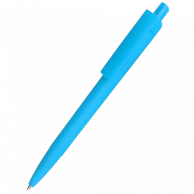 Ручка пластиковая Agata софт-тач, голубая с логотипом в Белгороде заказать по выгодной цене в кибермаркете AvroraStore