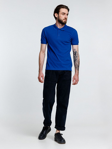 Рубашка поло мужская Adam, ярко-синяя с логотипом в Белгороде заказать по выгодной цене в кибермаркете AvroraStore