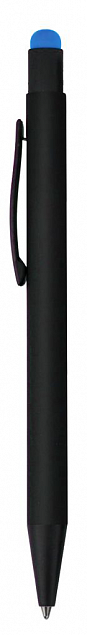 Ручка шариковая Raven (черная с голубым) с логотипом в Белгороде заказать по выгодной цене в кибермаркете AvroraStore