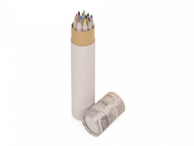 Набор цветных карандашей из газетной бумаги в тубе News с логотипом в Белгороде заказать по выгодной цене в кибермаркете AvroraStore