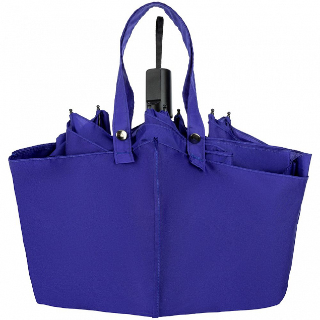 Зонт-сумка складной Stash, синий с логотипом в Белгороде заказать по выгодной цене в кибермаркете AvroraStore