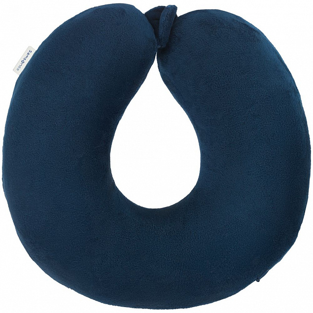 Подушка дорожная Global TA с застежкой-кнопкой, синяя с логотипом в Белгороде заказать по выгодной цене в кибермаркете AvroraStore