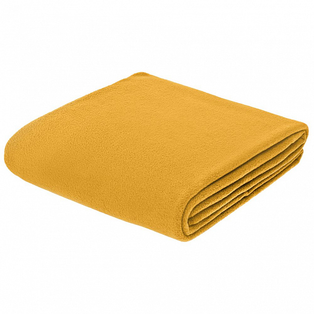Флисовый плед Warm&Peace XL, желтый с логотипом в Белгороде заказать по выгодной цене в кибермаркете AvroraStore
