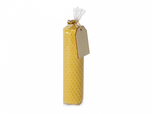 Свеча из вощины 3,5 х 12,5 см с деревянным ярлыком, желтый с логотипом в Белгороде заказать по выгодной цене в кибермаркете AvroraStore