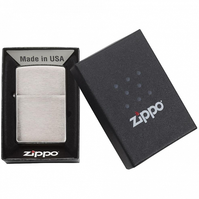 Зажигалка Zippo Classic Brushed, серебристая с логотипом в Белгороде заказать по выгодной цене в кибермаркете AvroraStore