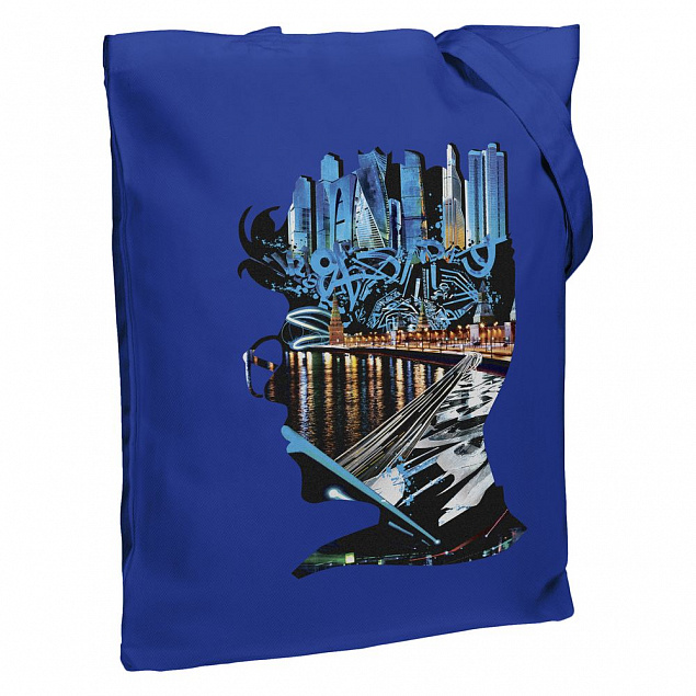 Холщовая сумка Moscow Boy, ярко-синяя с логотипом в Белгороде заказать по выгодной цене в кибермаркете AvroraStore