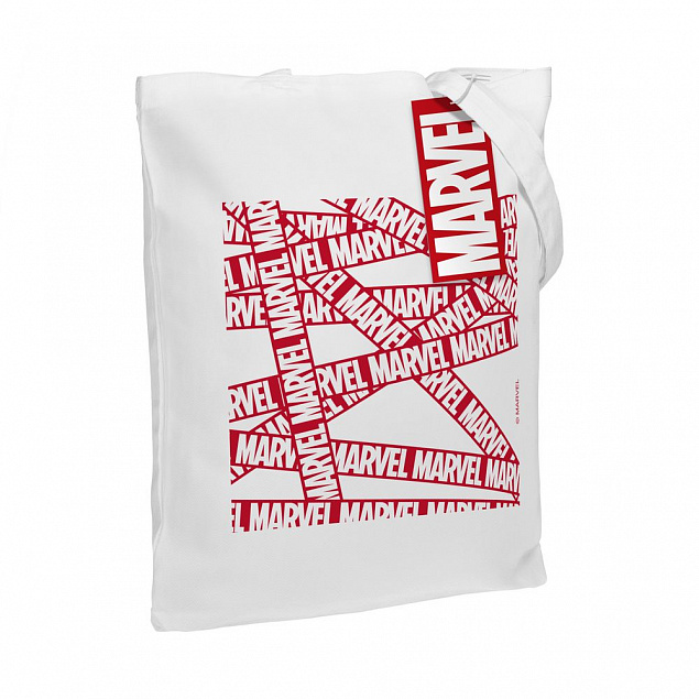 Холщовая сумка Marvel, белая с логотипом в Белгороде заказать по выгодной цене в кибермаркете AvroraStore