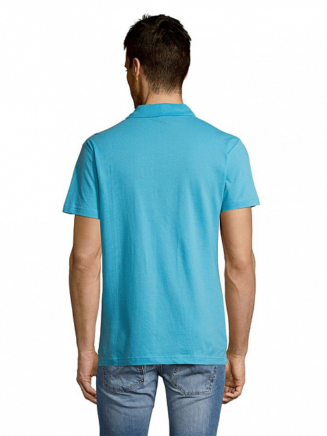 Рубашка поло мужская SUMMER 170, бирюзовая с логотипом в Белгороде заказать по выгодной цене в кибермаркете AvroraStore
