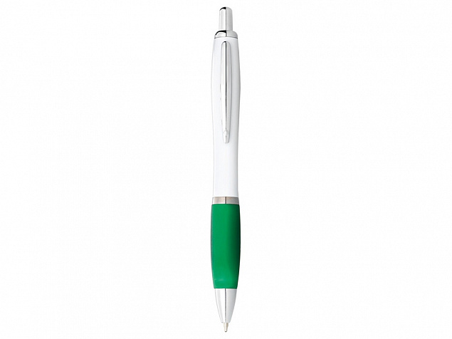 Ручка шариковая Nash, белый/зеленый, черные чернила с логотипом в Белгороде заказать по выгодной цене в кибермаркете AvroraStore