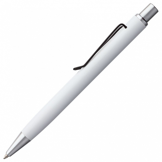 Ручка шариковая Clamp, белая с черным с логотипом в Белгороде заказать по выгодной цене в кибермаркете AvroraStore