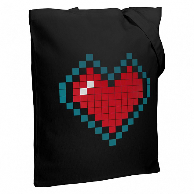 Холщовая сумка Pixel Heart, черная с логотипом в Белгороде заказать по выгодной цене в кибермаркете AvroraStore