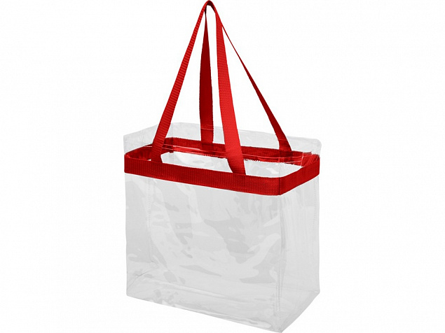 Сумка Hampton, прозрачный/красный с логотипом в Белгороде заказать по выгодной цене в кибермаркете AvroraStore