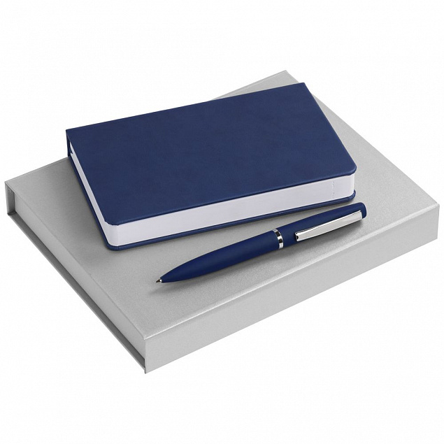 Набор Basis: ежедневник 10х16 см и ручка, синий с логотипом в Белгороде заказать по выгодной цене в кибермаркете AvroraStore