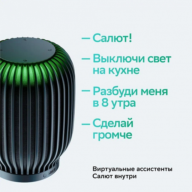 Умная колонка SberBoom, черная с логотипом в Белгороде заказать по выгодной цене в кибермаркете AvroraStore