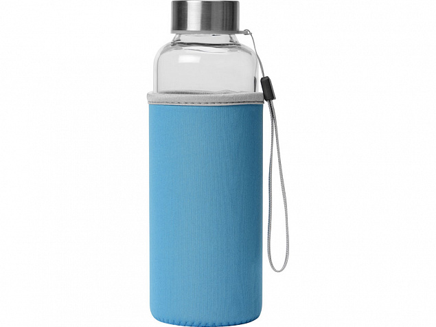 Бутылка для воды Pure c чехлом, 420 мл, голубой с логотипом в Белгороде заказать по выгодной цене в кибермаркете AvroraStore